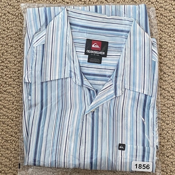 QUIKSILVER Blue & White Striped Button Down Collared Shirt Men S/P Small - Picture 7 of 7